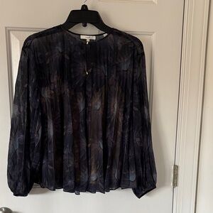 Vince Sheer Floral Blouse - Black and Brown